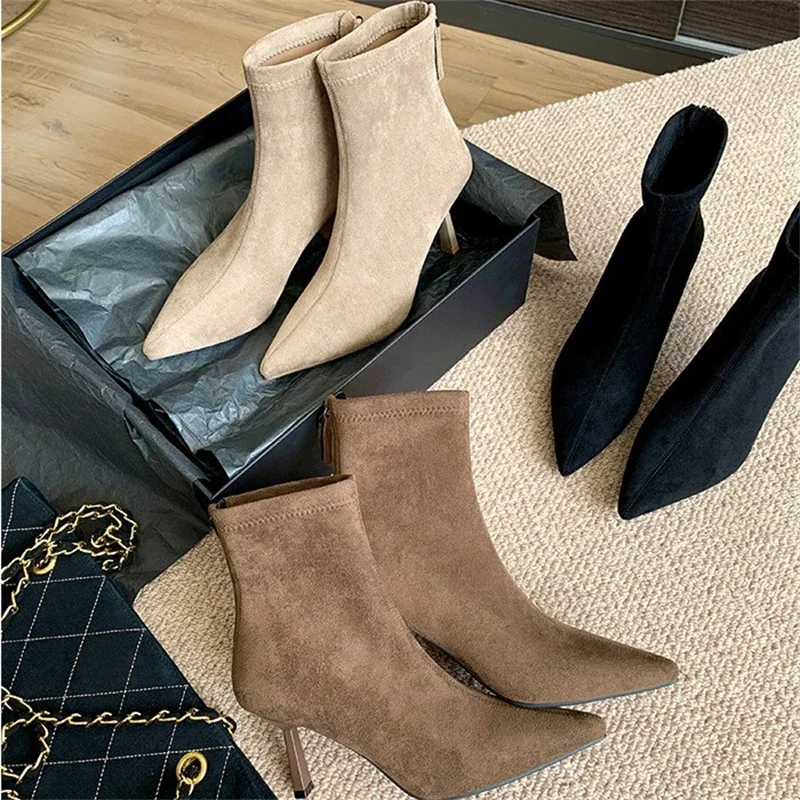 Botines Chelsea Mujer Talla Grande 43 con Cremallera, Tacón Fino, Otoño Invierno - imagen 4