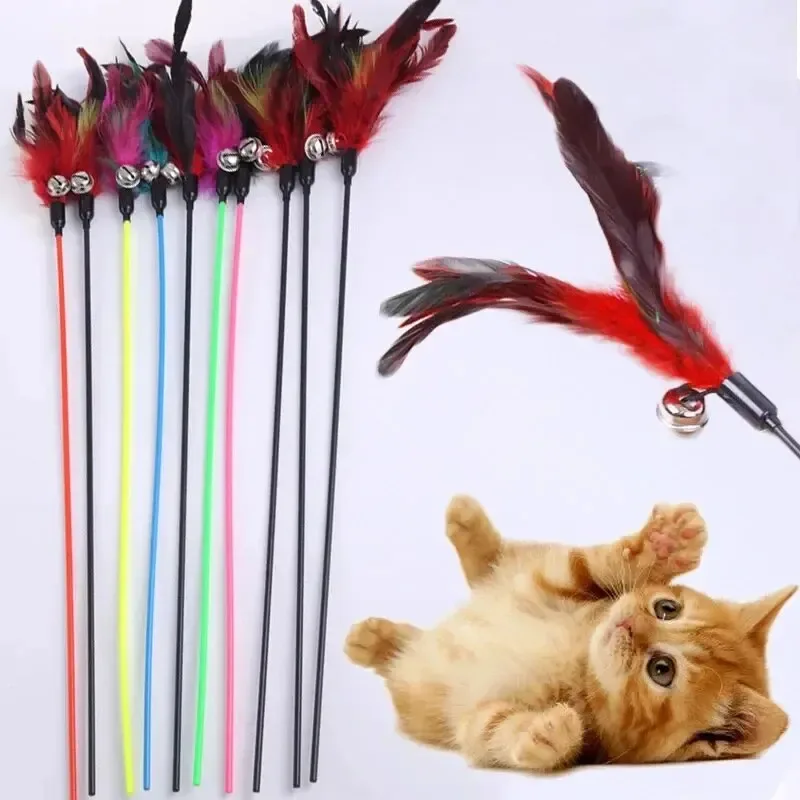 Juguete para gatos con plumas de colores – caña interactiva divertida - imagen 5