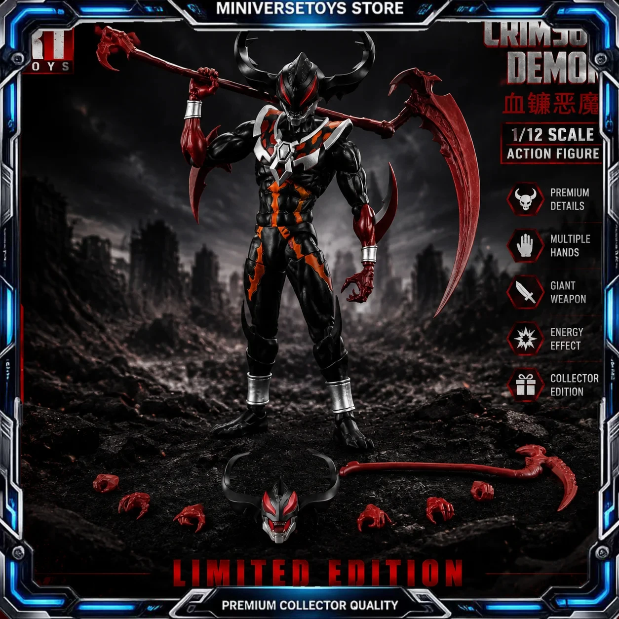 Figura articulada Revoltech Crimson Demon – Juguete coleccionable anime - imagen 3