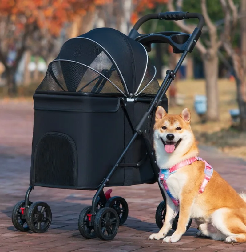 Transportín plegable para gatos y perros en uso