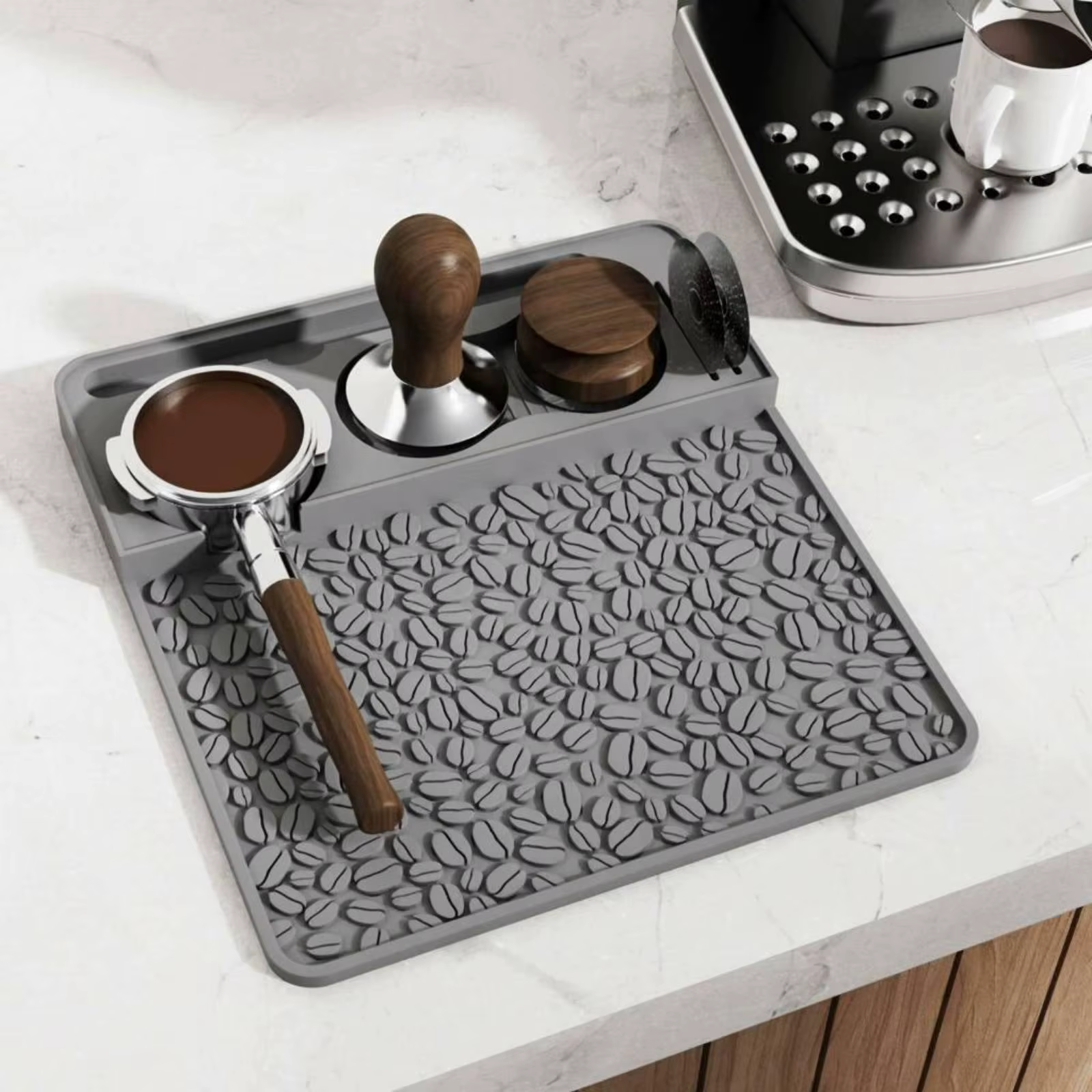 Alfombrilla Silicona Prensa Café – Organizador Extraíble para Tamper y Vasos - imagen 2