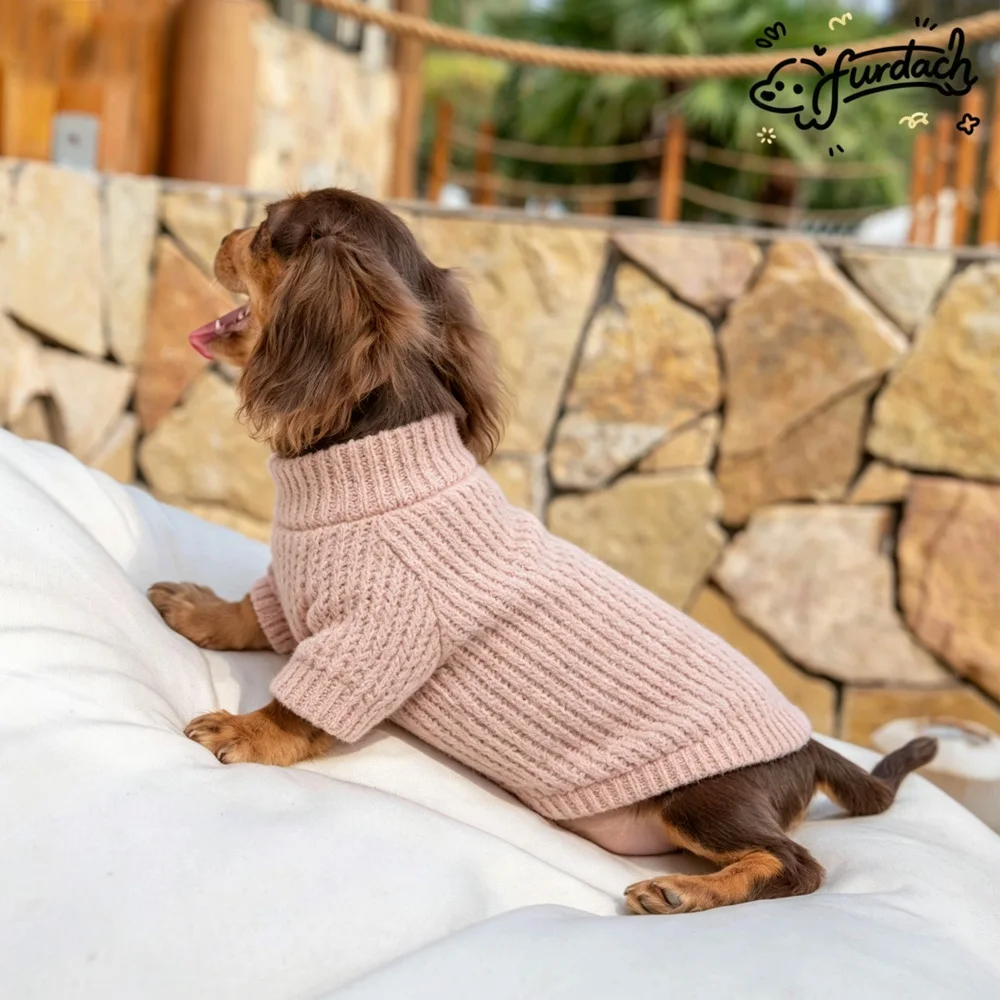 Abrigo de invierno de punto cálido para perro Dachshund miniatura - imagen 4