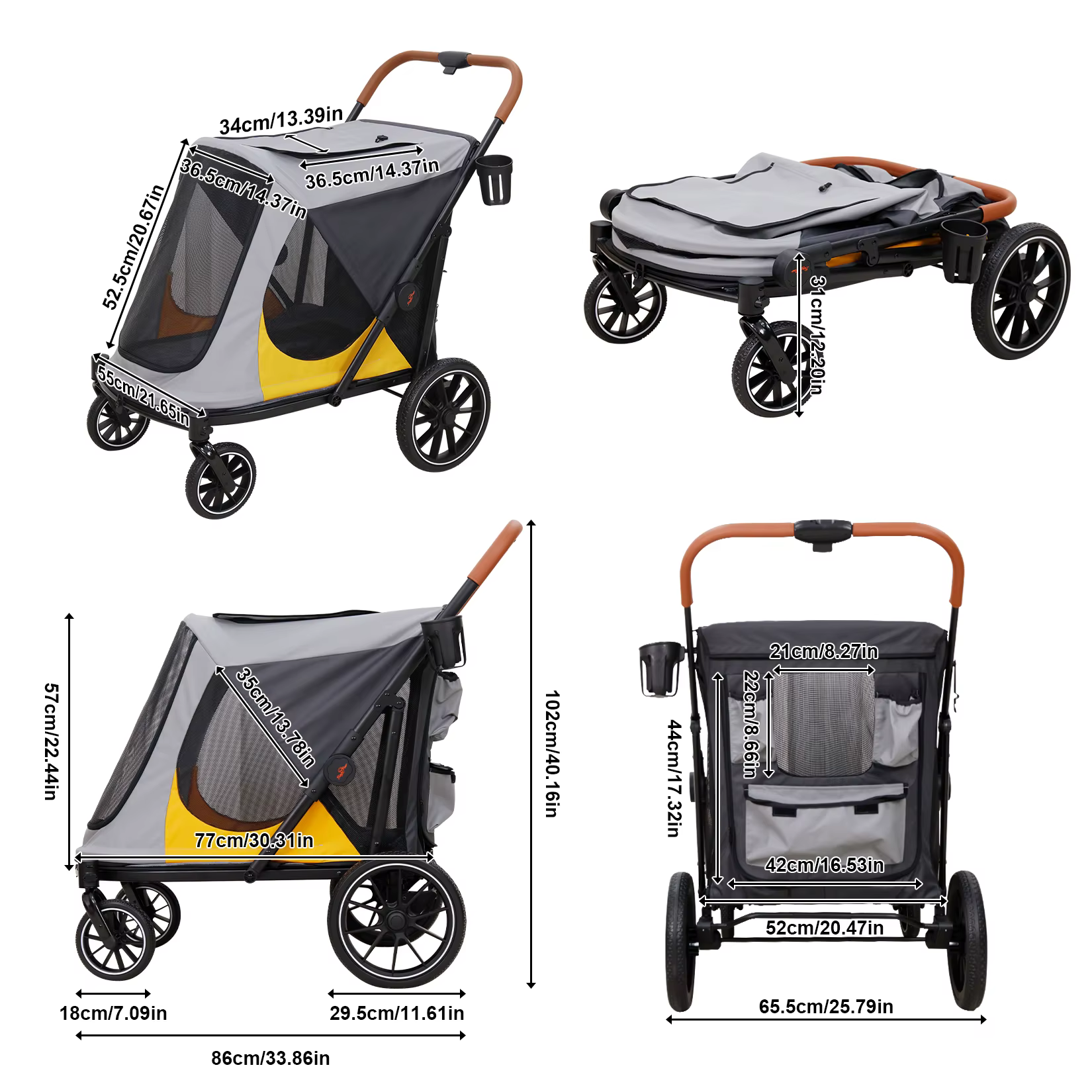 Carrito plegable robusto para perros y gatos – Transporte