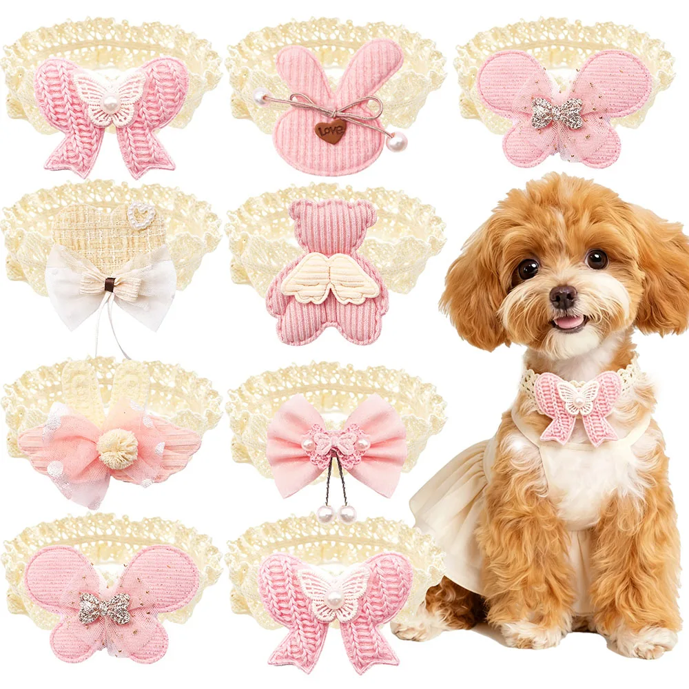 Collares con lazo de encaje y elástico para perros y gatos
