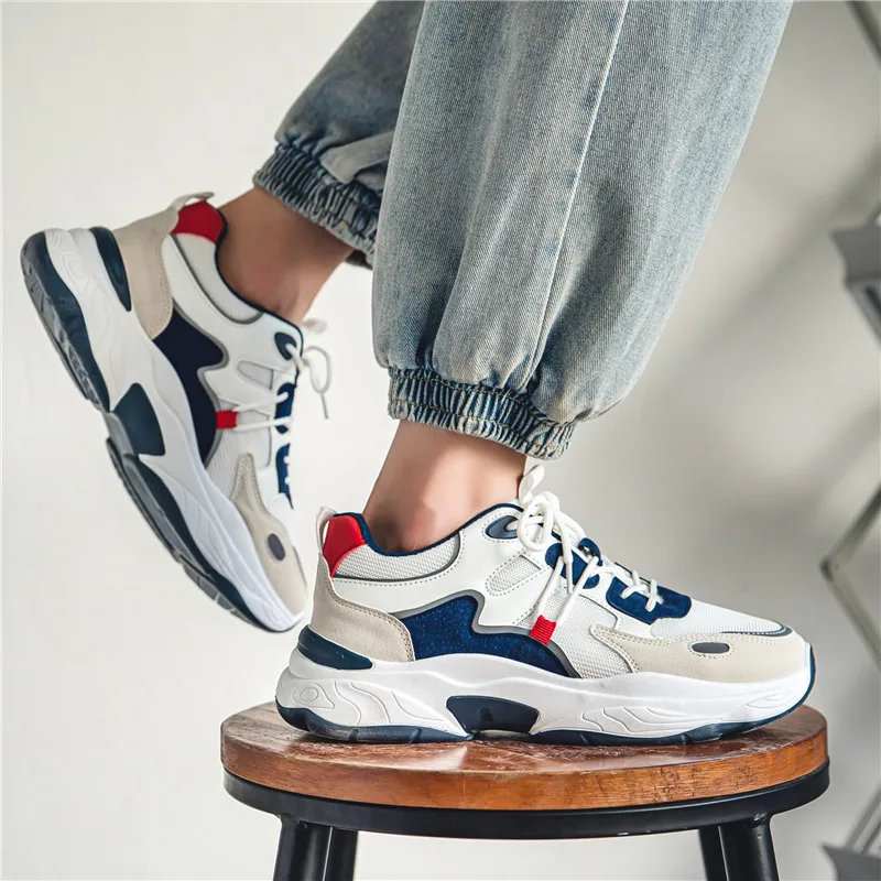 Zapatillas deportivas hombre con cordones, transpirables y suela gruesa - imagen 3