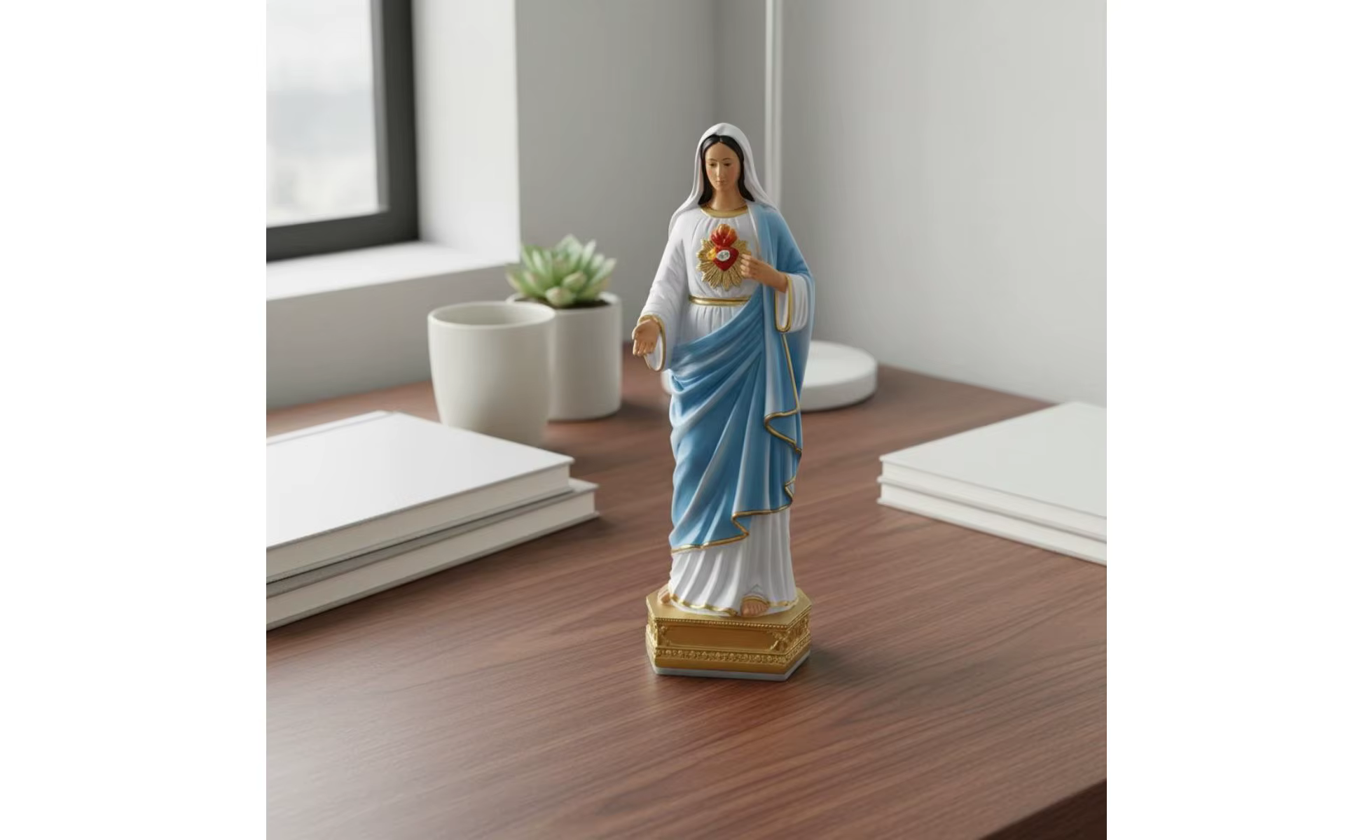 Estatua de la Virgen María en resina con diseño de Madre Dolorosa