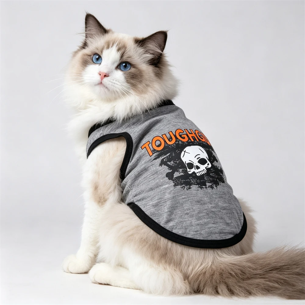 Chaleco punk calavera para gatos Sphynx – Prenda disfraz con motivos skull
