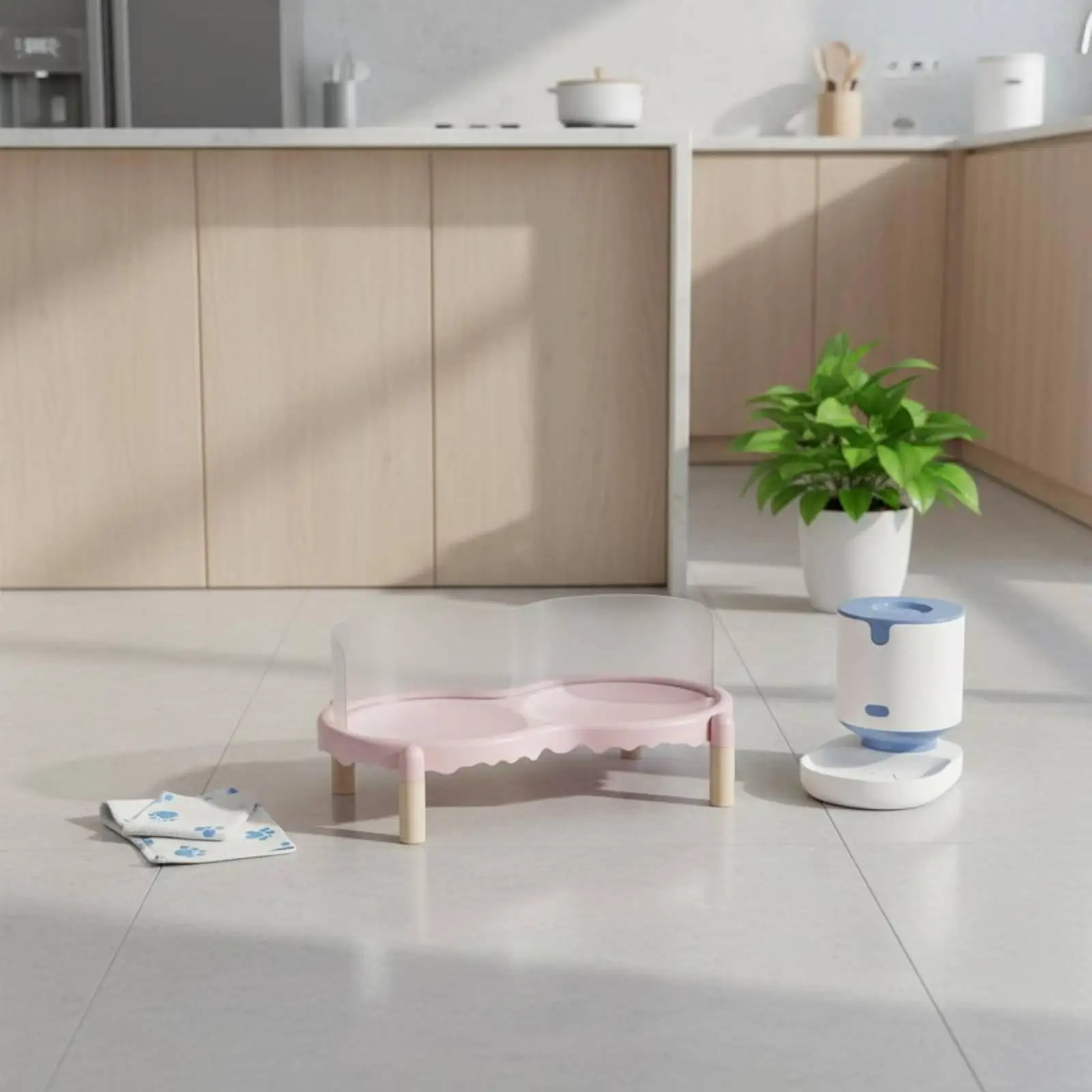 Comedero elevado ajustable para perros y gatos con cuenco cerámico - imagen 2