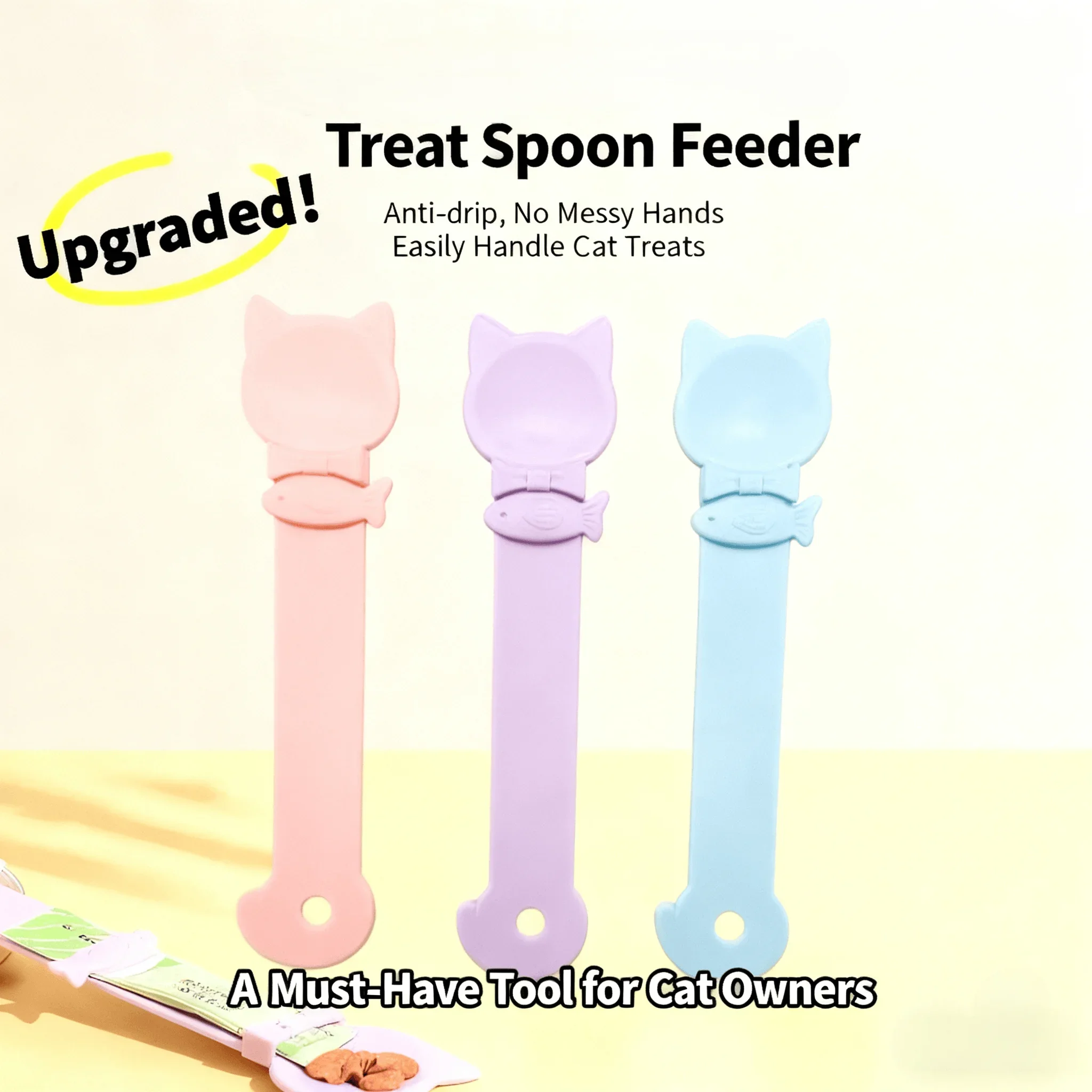 Cuchara dispensadora de comida húmeda para gatos con mango largo