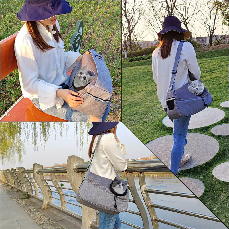 Bolso cruzado para mascotas desde otro ángulo