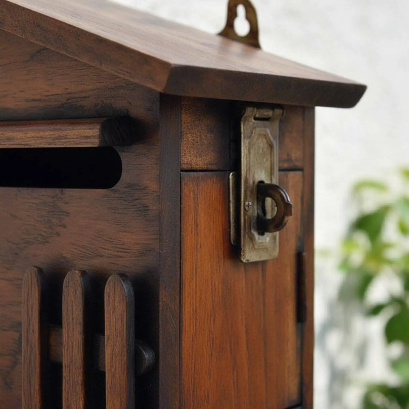 Buzón de madera rústico hecho a mano para hogar o porche
