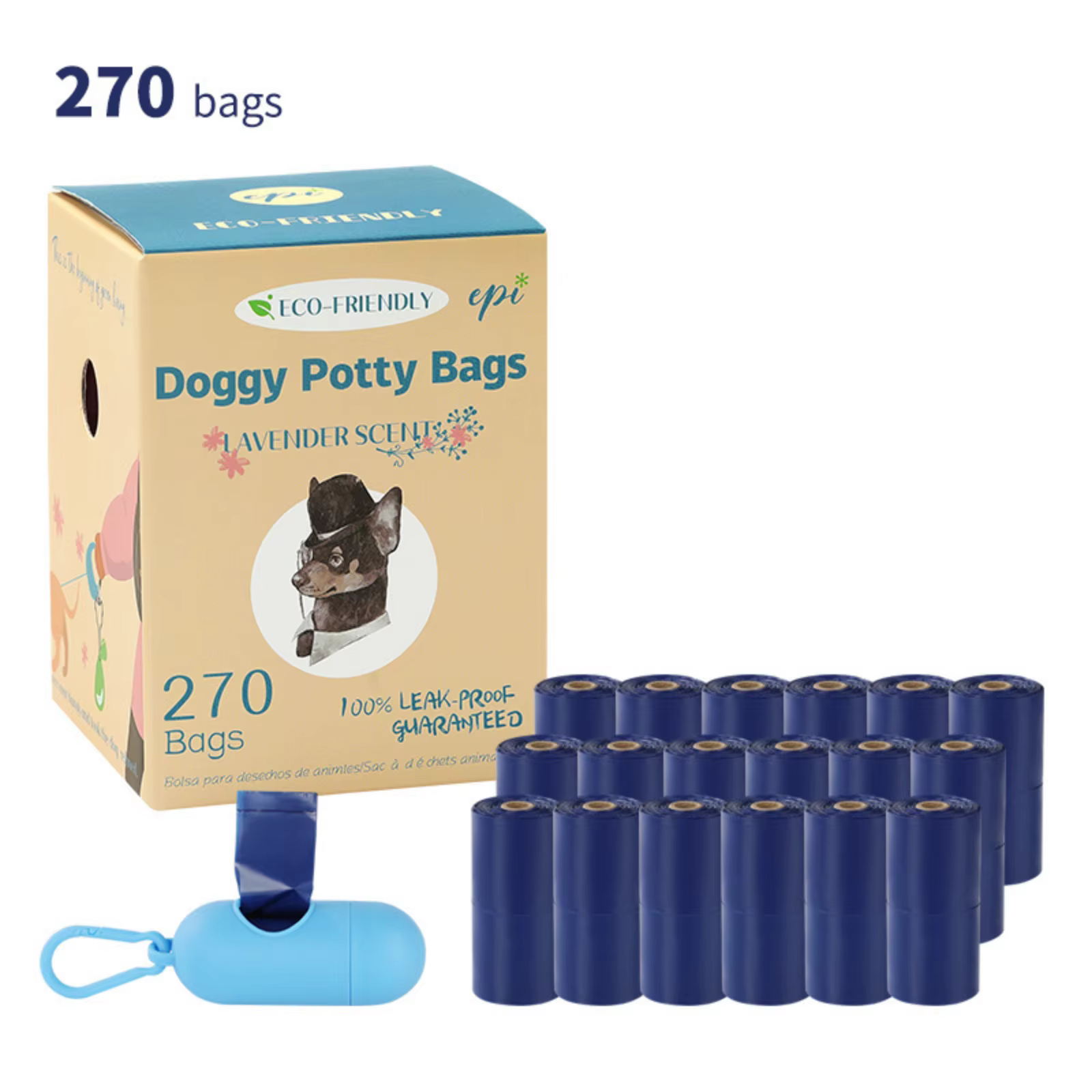 Dispensador portátil para bolsas de desechos de mascotas