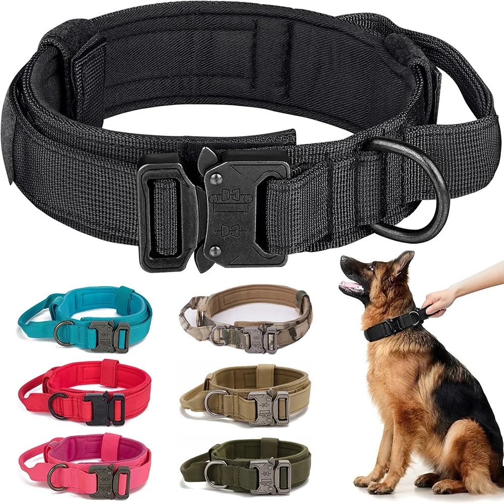 Conjunto de correa y collar táctico para perro de nailon