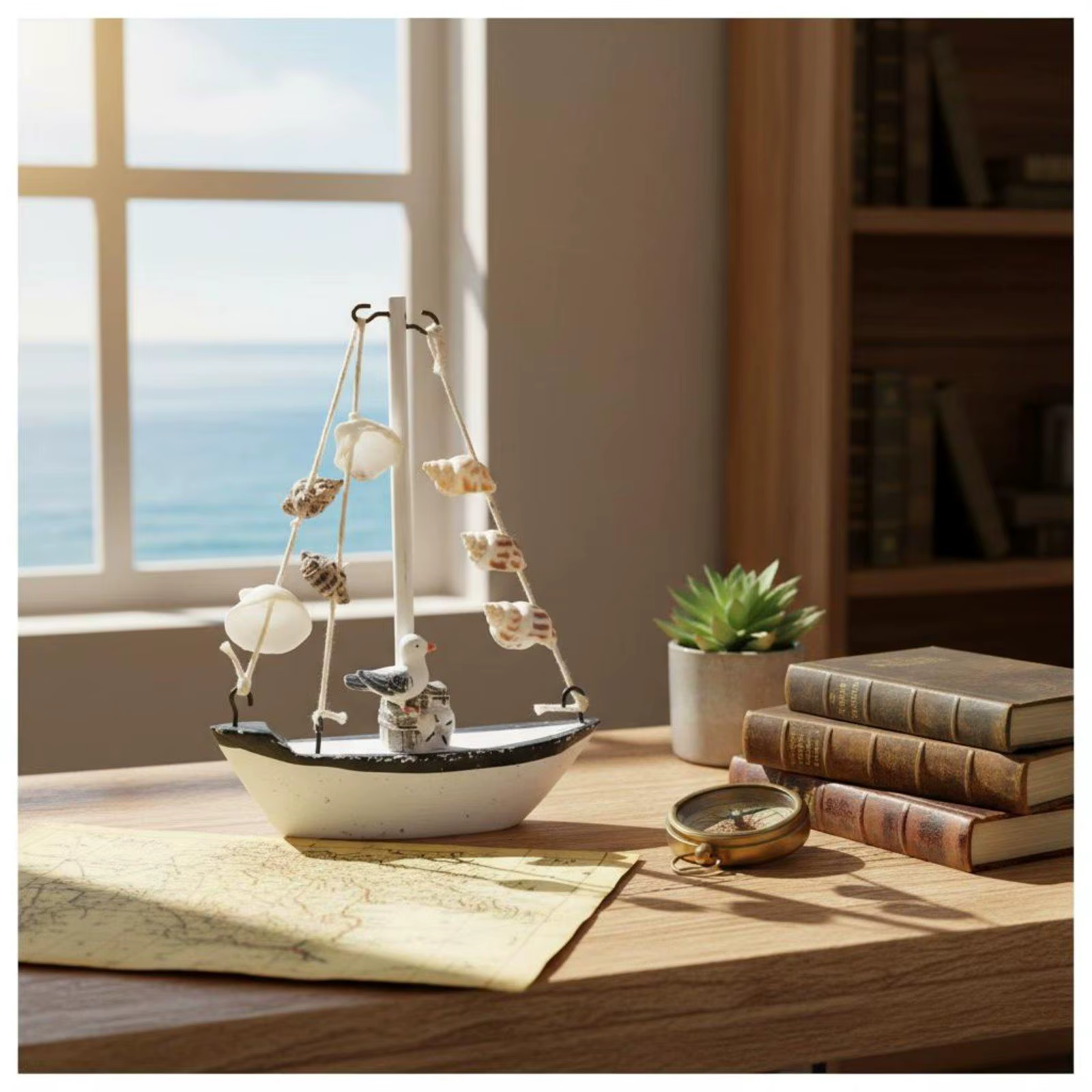 Modelo velero madera acabado agrietado decoración náutica rústica - imagen 2