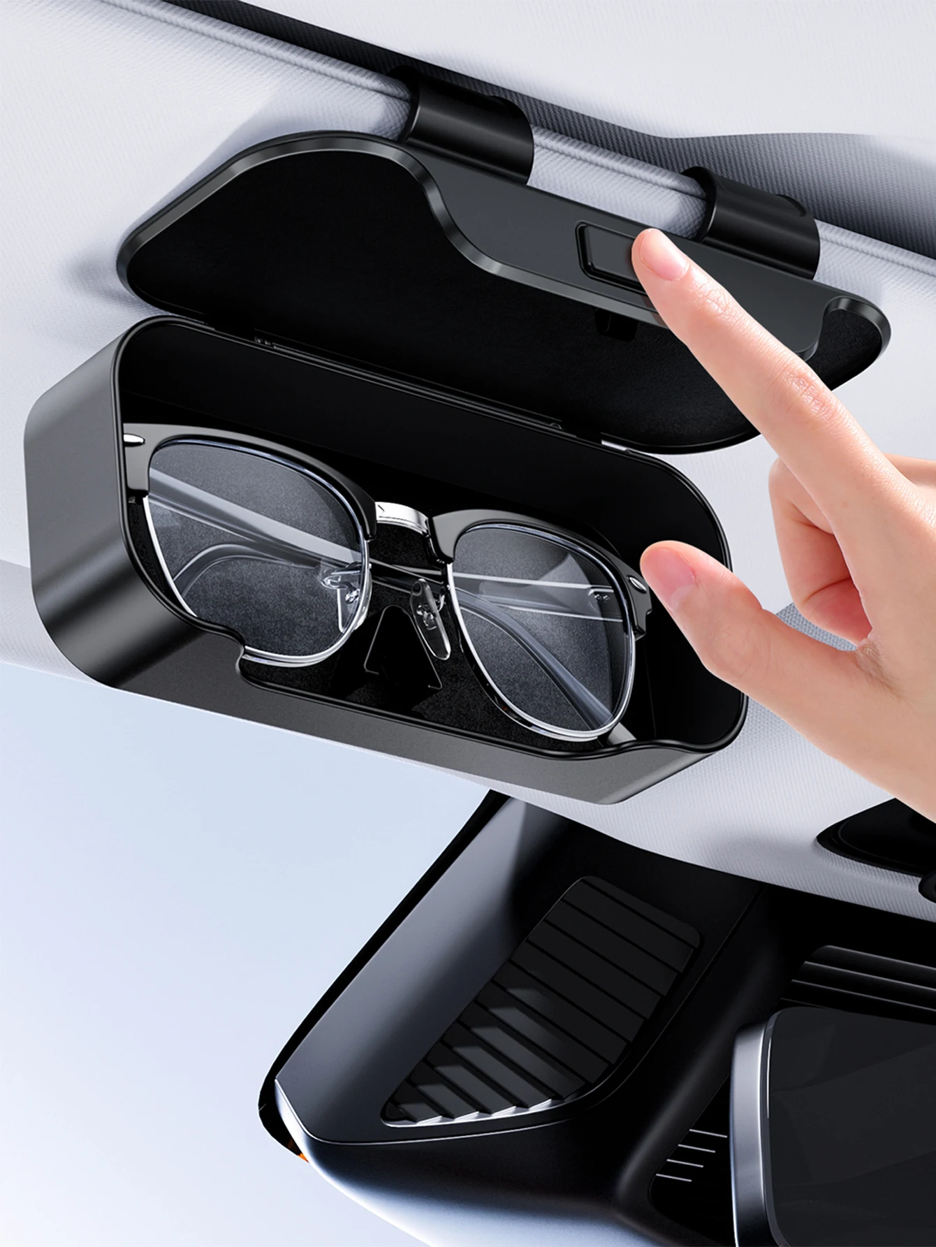 Soporte para gafas de sol en el coche con clip y caja multifunción - imagen 2