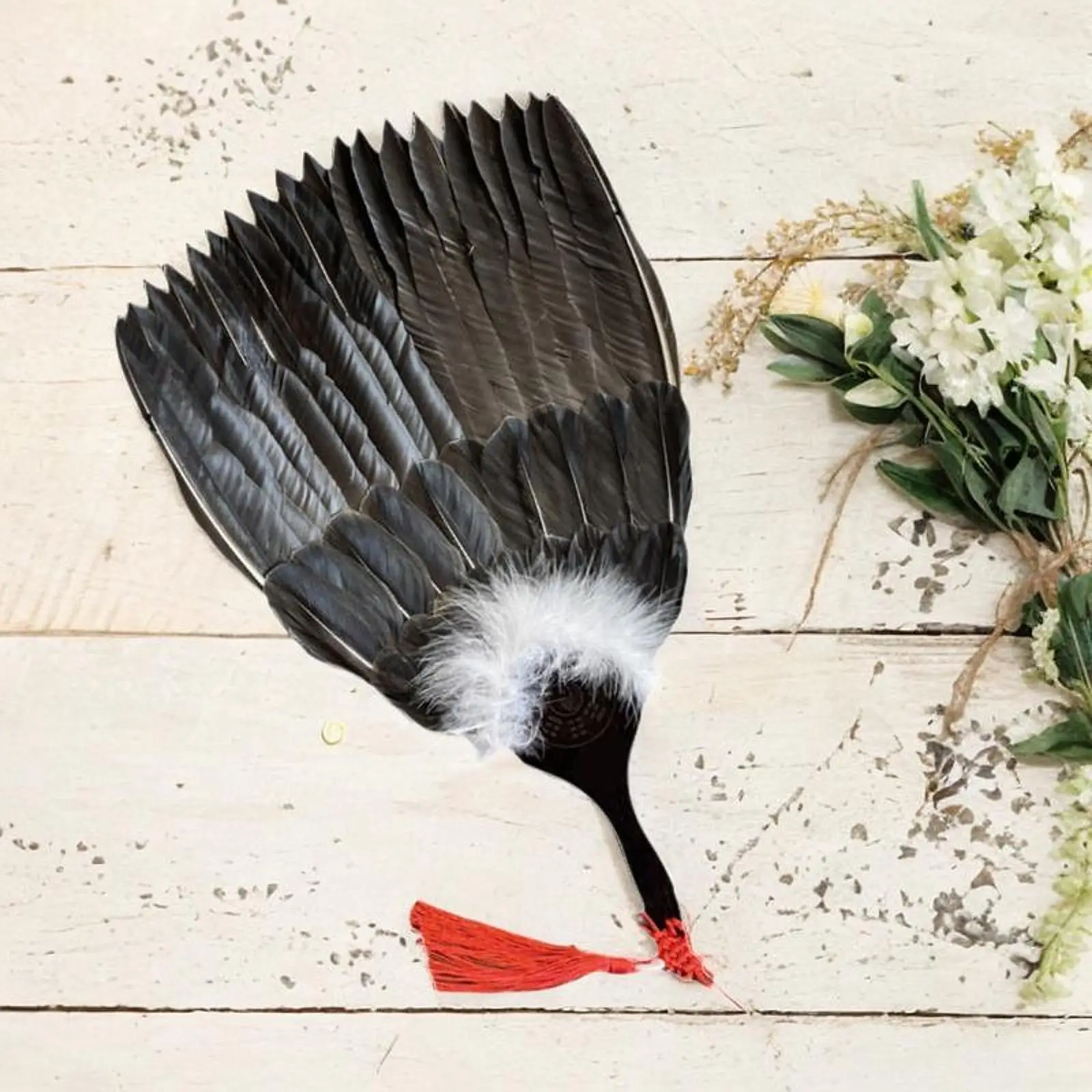 Abanico de plumas estilo Kongming tradicional chino