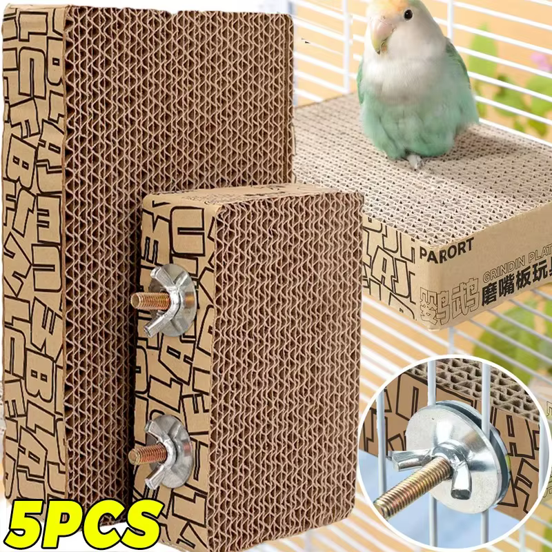 Tabla muela picos para aves y loros – Plataforma de cartón - imagen 2