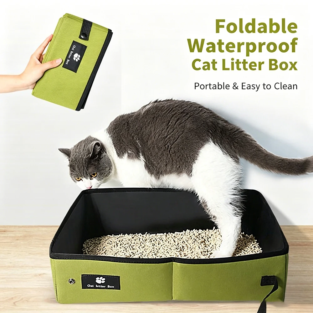 Caja de arena portátil para gatos y perros, bandeja impermeable