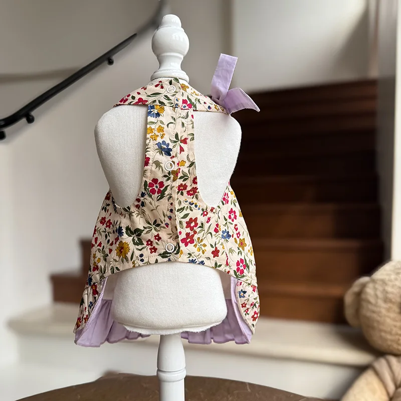 Disfraz vestido princesa con flores y lazo para perros pequeños