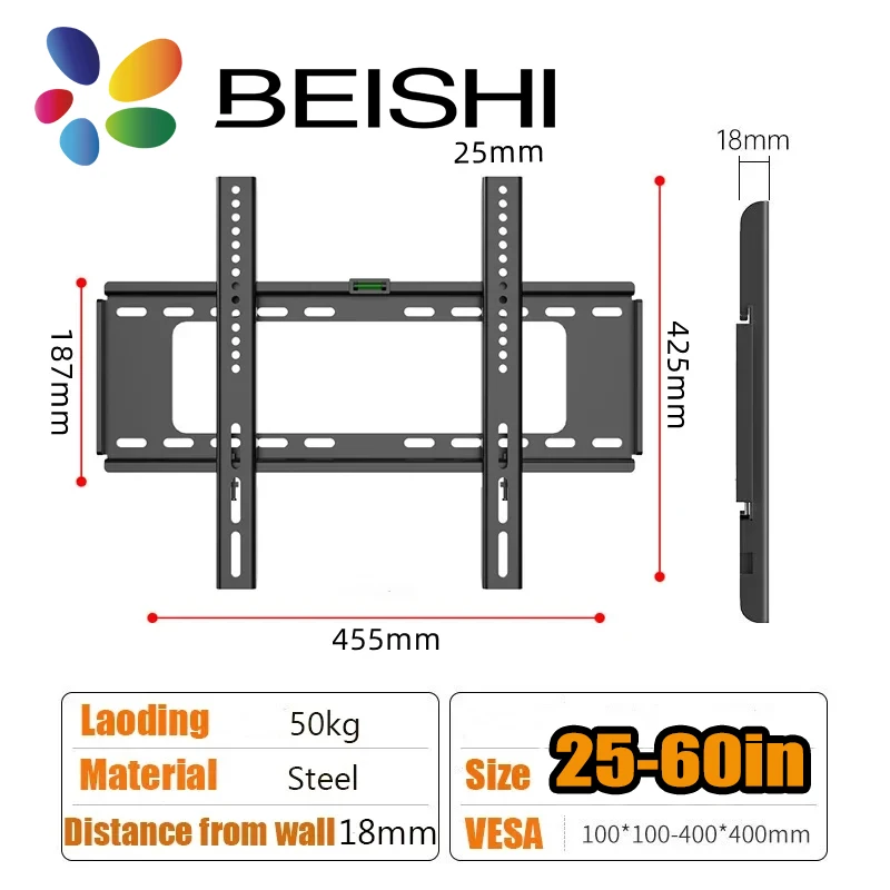 Soporte fijo de pared para TV de 26 a 63 pulgadas