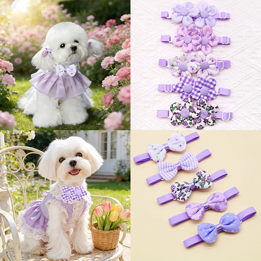 Lazos ajustables florales para perro y collar de gato - imagen 4