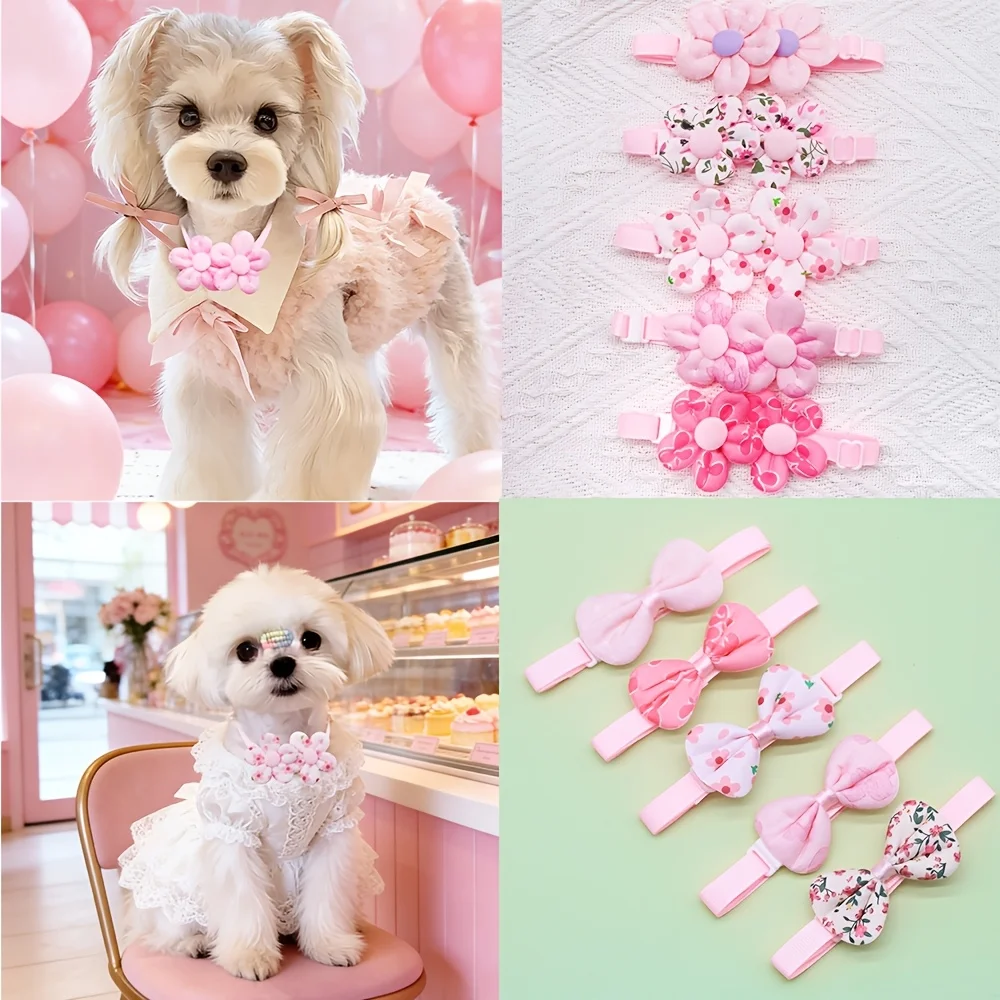 Lazos ajustables florales para perro y collar de gato - imagen 2