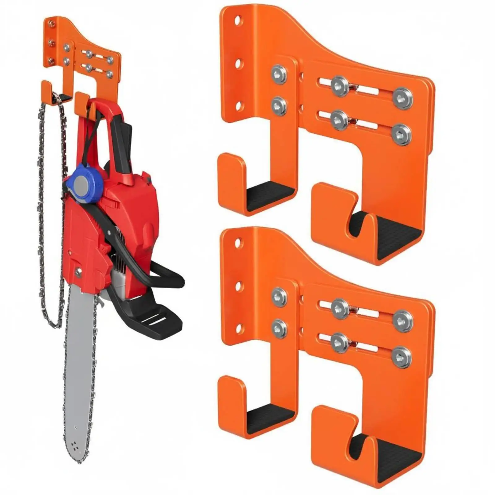 Soporte pared para herramientas de carpintería – Juego 2 ganchos ajustables para garaje - imagen 4