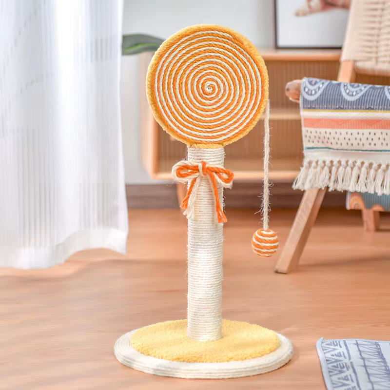 Rascador para gatos de sisal vertical con bola colgante y piruleta - imagen 3