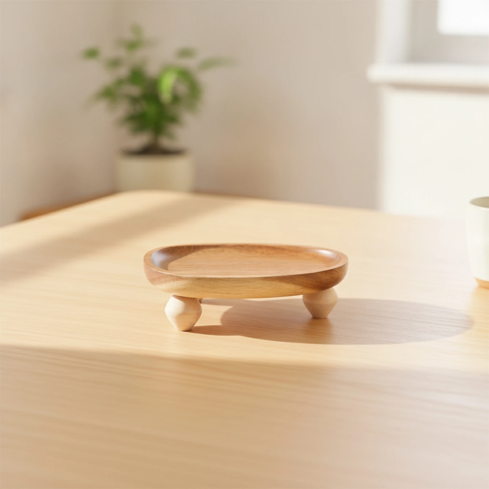 Bandeja elevada para gatos y perros con base de madera natural