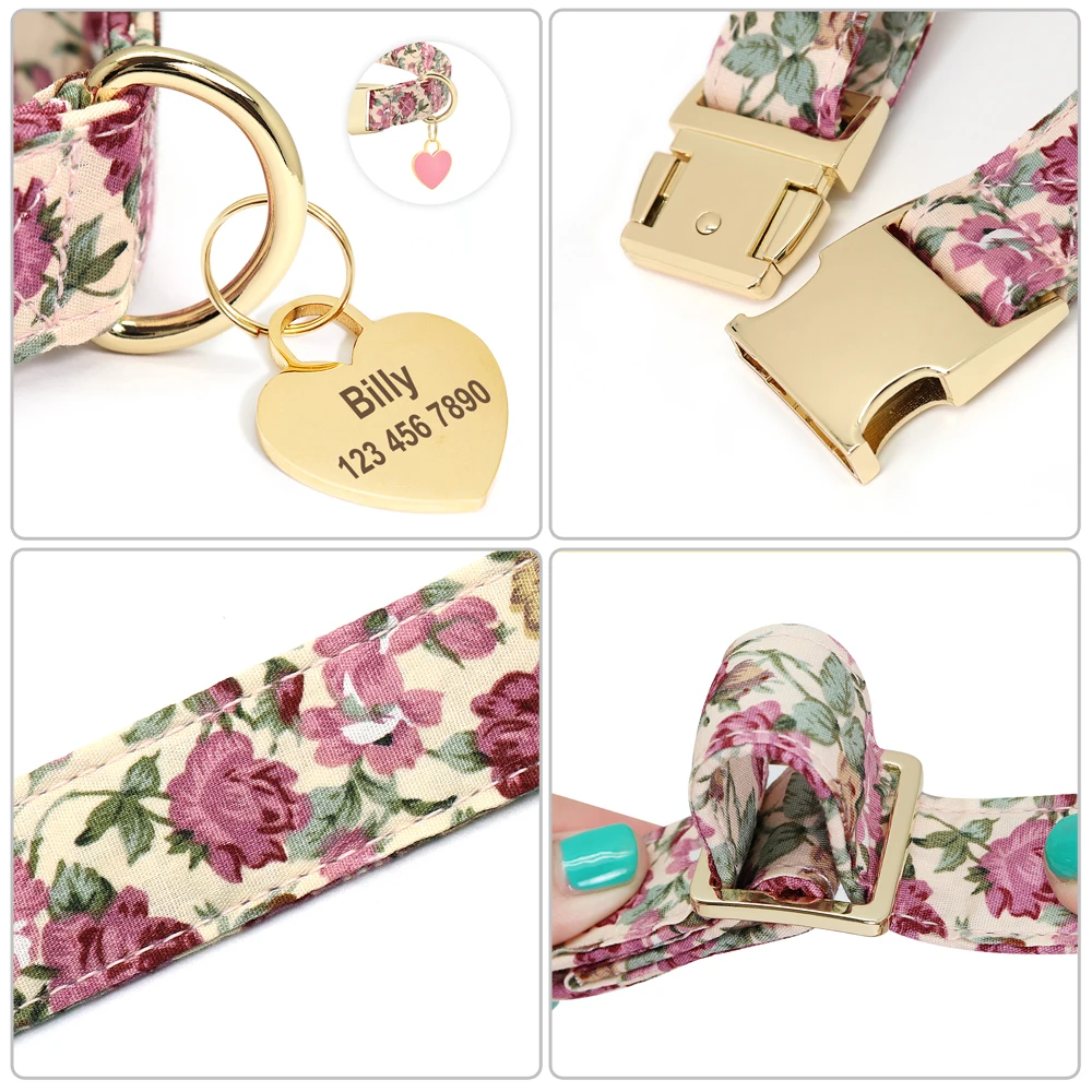 Collar de nailon con placa personalizada para perro – Ajustable y cómodo