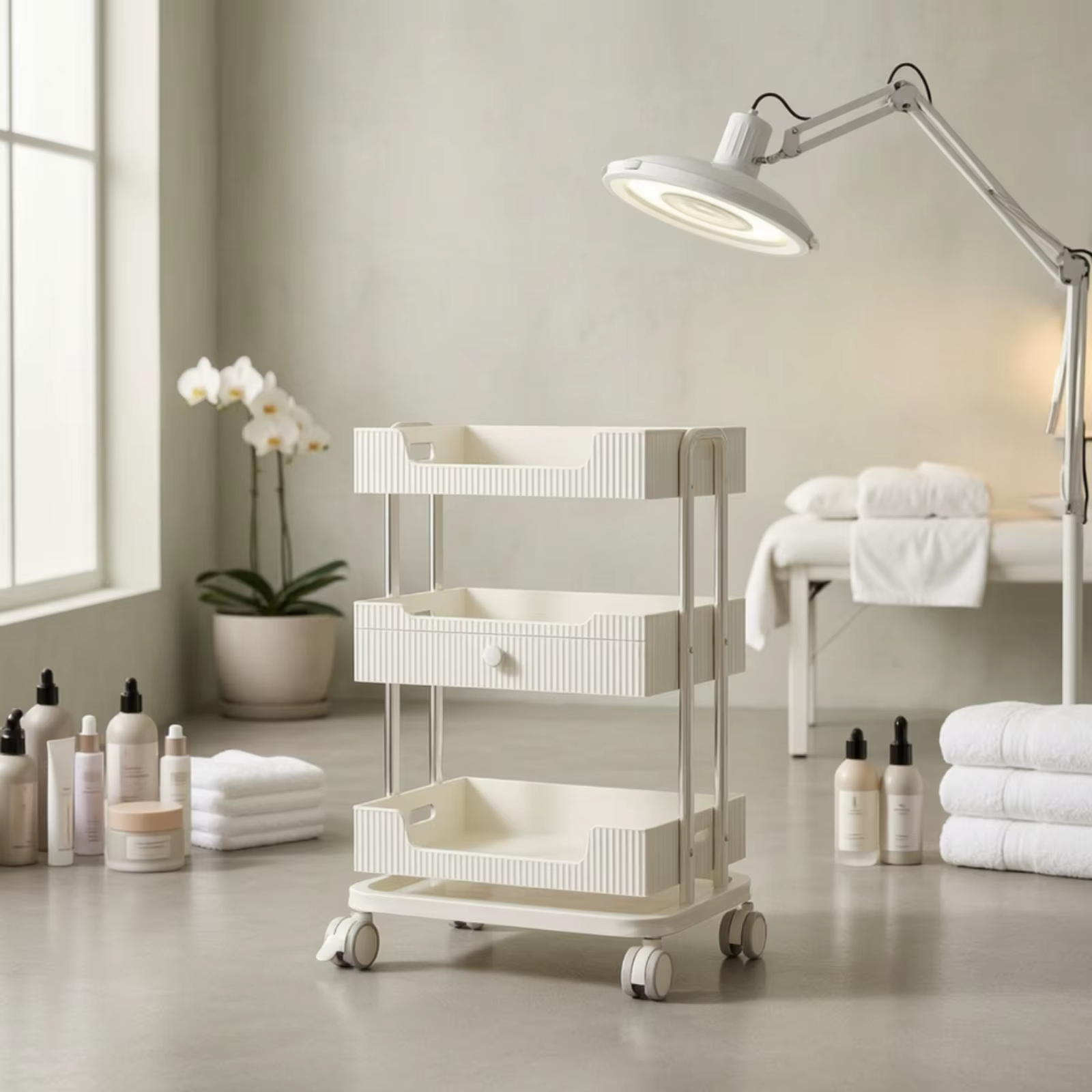 Carrito Rodante para Salón de Aseo Pet – 3 Niveles con Cajón