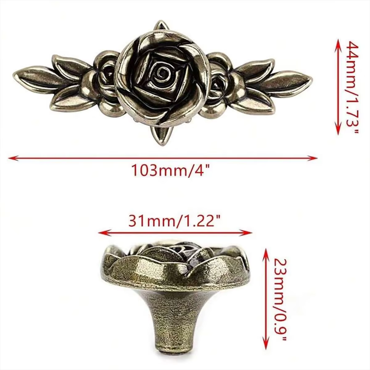 Tiradores Cajones Vintage en Forma de Rosa – Juego para Muebles Clásicos - imagen 2