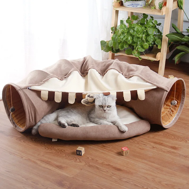 Nido plegable y túnel para gatos: cueva rodante de juego - imagen 3