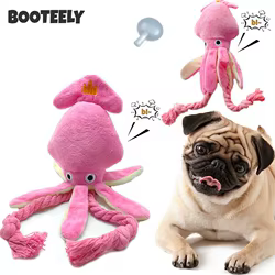 Juguete chirriante de peluche pulpo con cuerda para perros y gatos