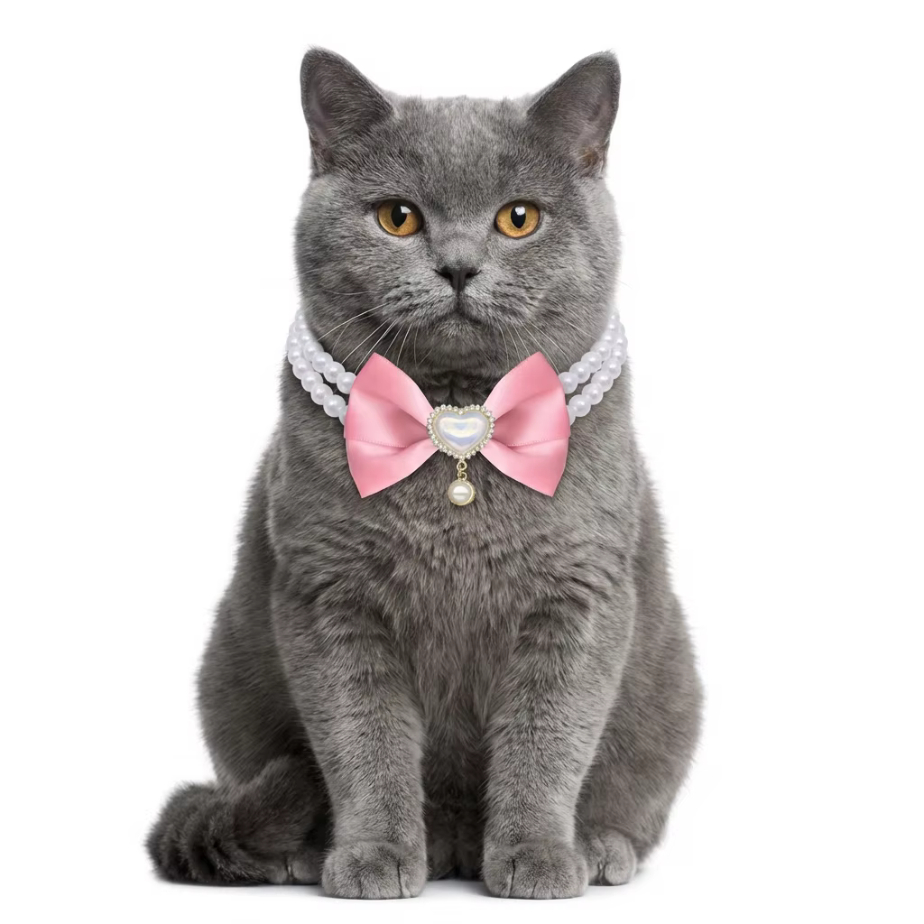 Collar de perlas con lazo para perros y gatos brillantes - imagen 5