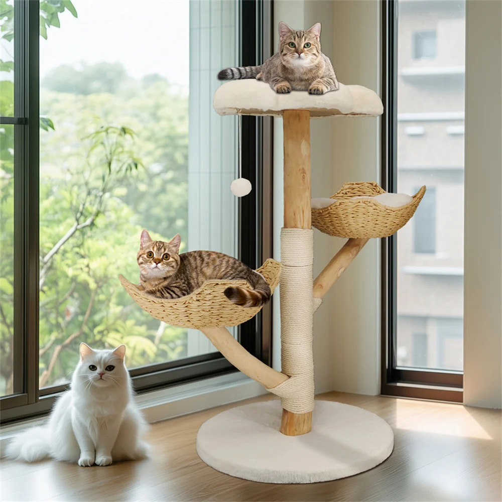 Árbol rascador de madera sauce con torre multinivel sisal - imagen 3