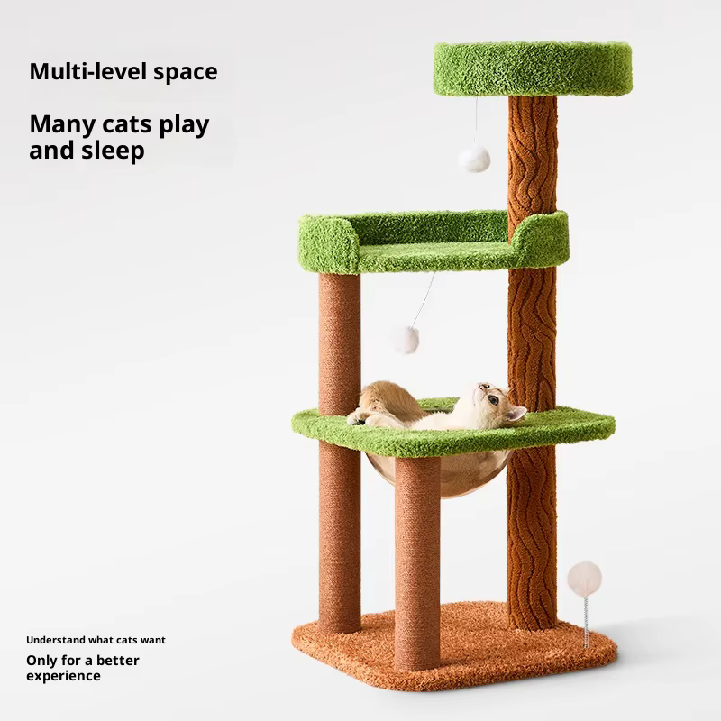 Torre rascador para gatos con cama y postes de sisal - imagen 5