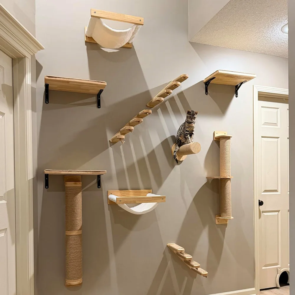 Rascador trepador de cuerda para gatos montado en pared con sisal - imagen 2