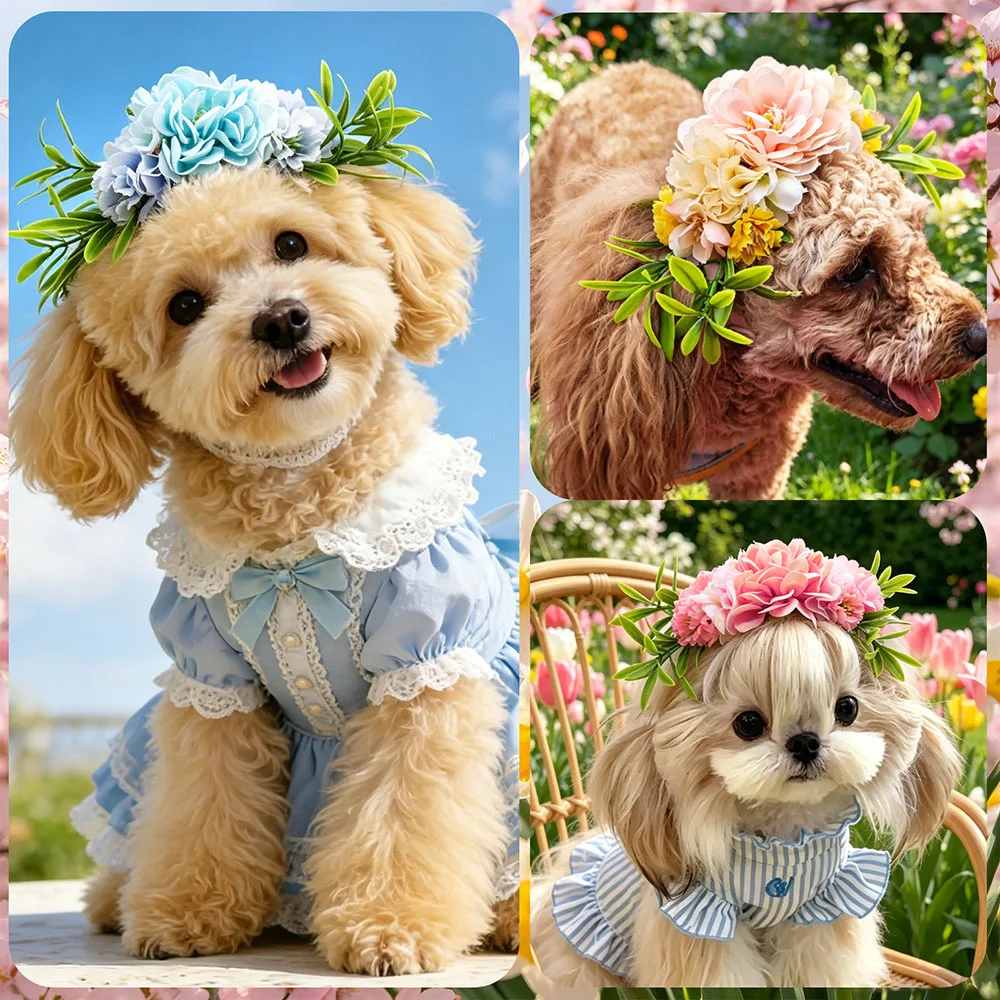 Variedad de lazos florales para perro y gato