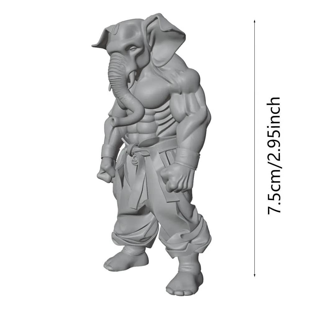 Mini estatua de resina sin pintar: hombre con cabeza de elefante