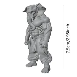 Mini estatua de resina sin pintar: hombre con cabeza de elefante