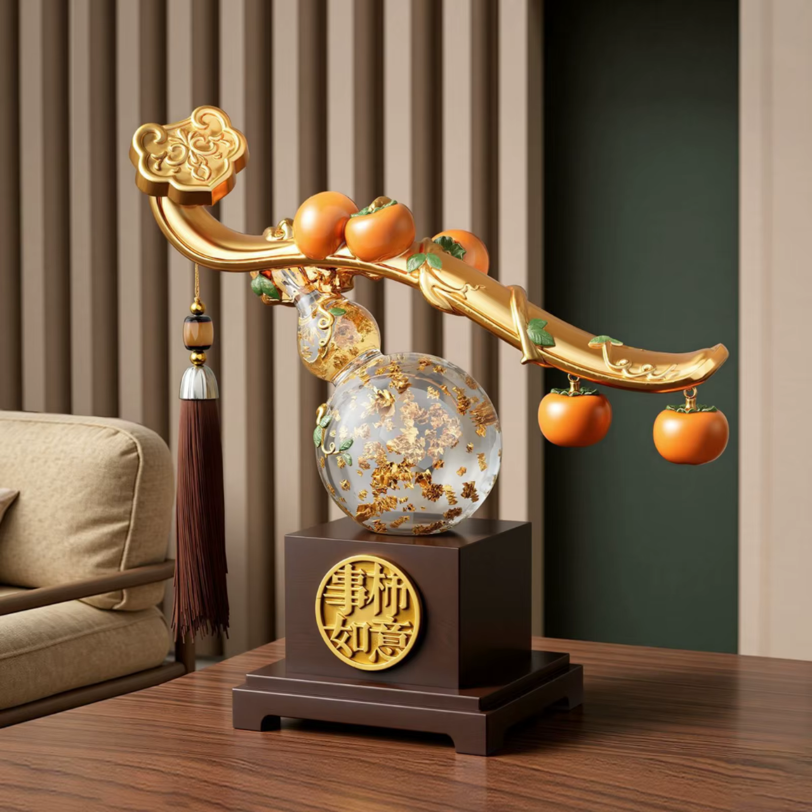 Adorno de calabaza translúcido con borla para decorar la mesa - imagen 3