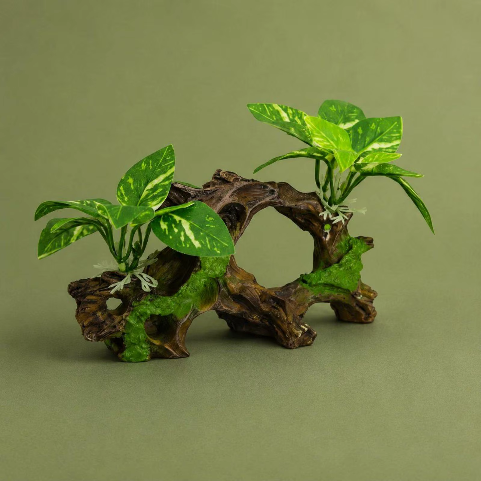 Decoración Flotante para Acuario – Aspecto Madera Natural 4 Piezas