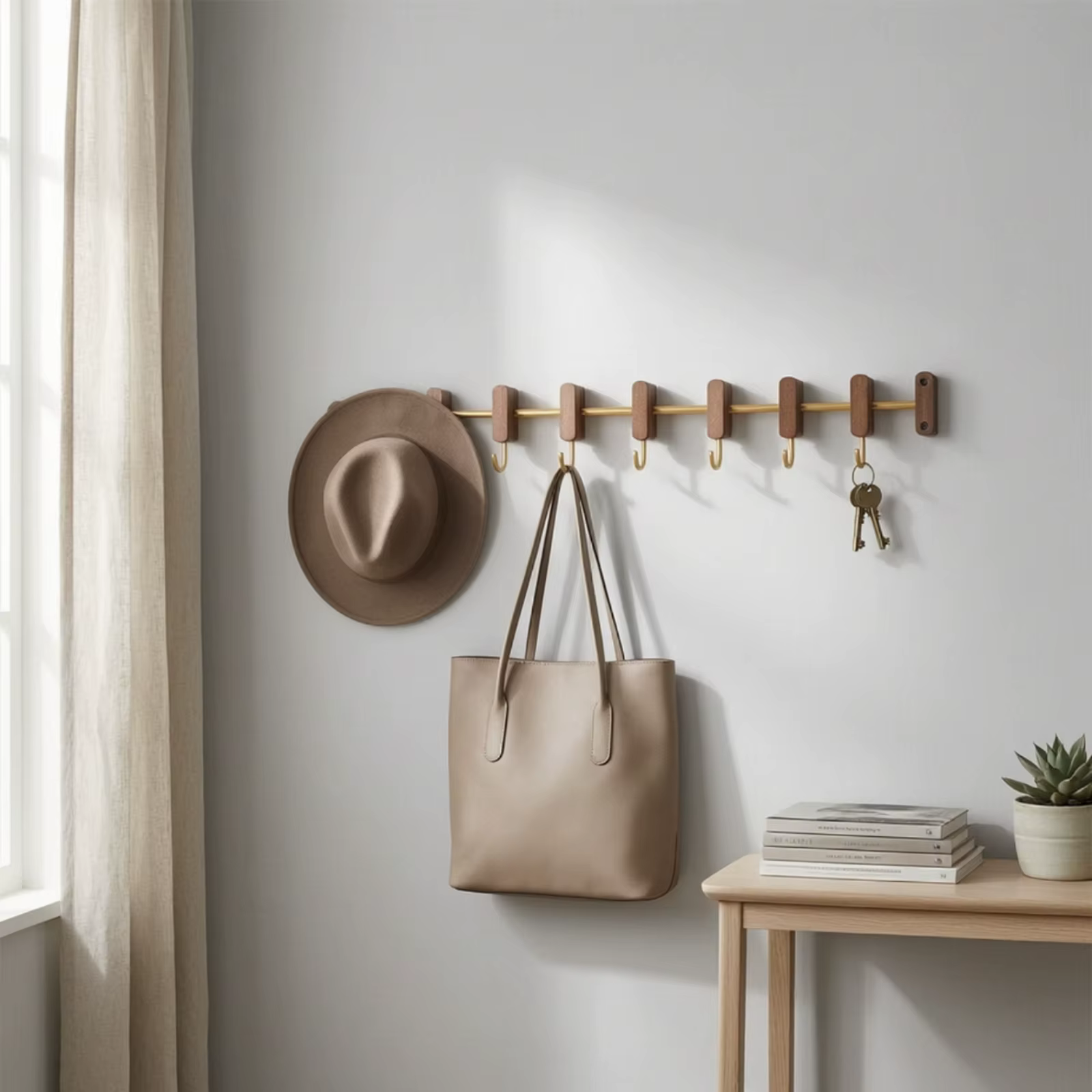 Perchero de Pared con Ganchos Deslizantes – Organizador para Bolsas y Abrigos - imagen 3