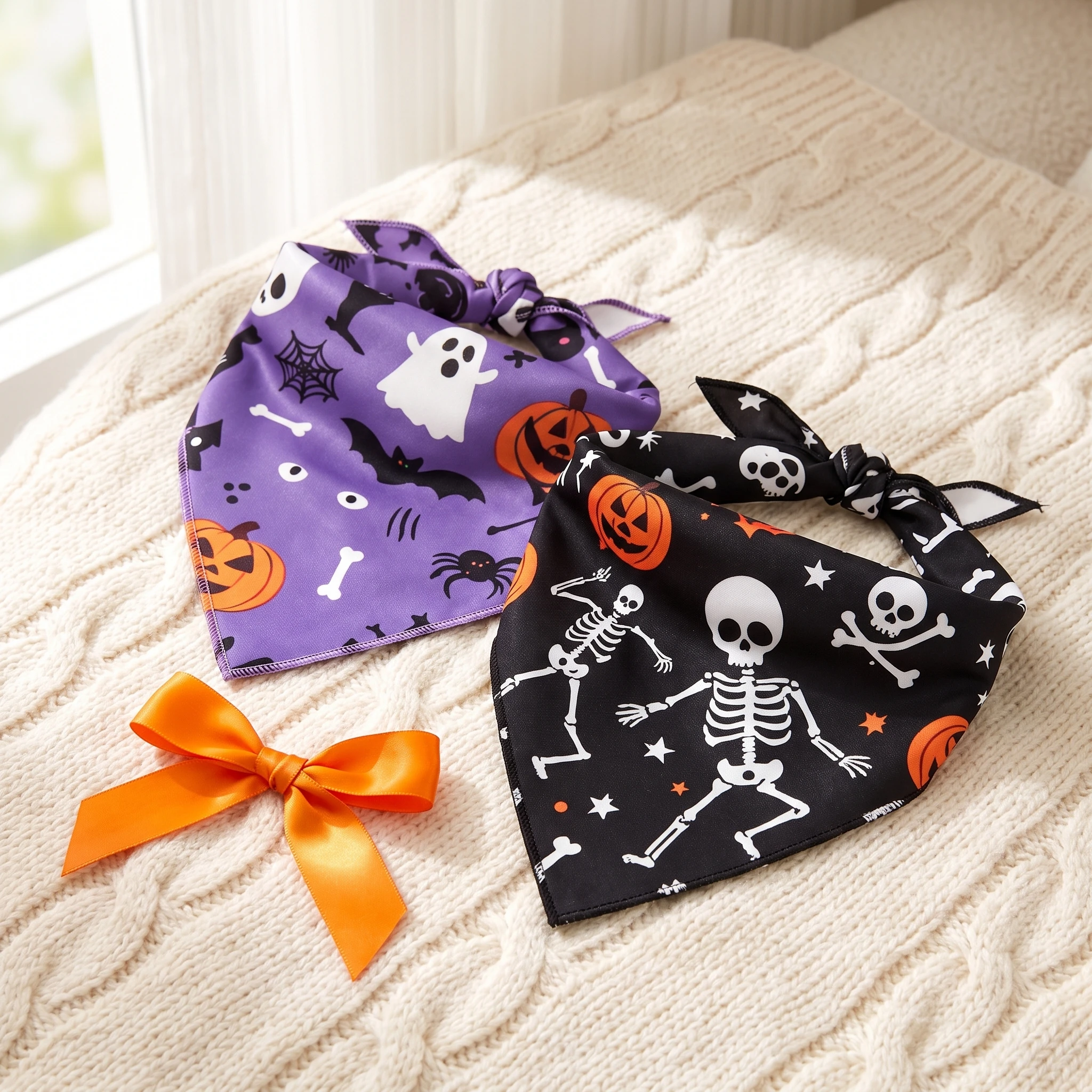Pañuelos Triangulares Halloween para Perros y Gatos – Estampado Calabaza - imagen 3