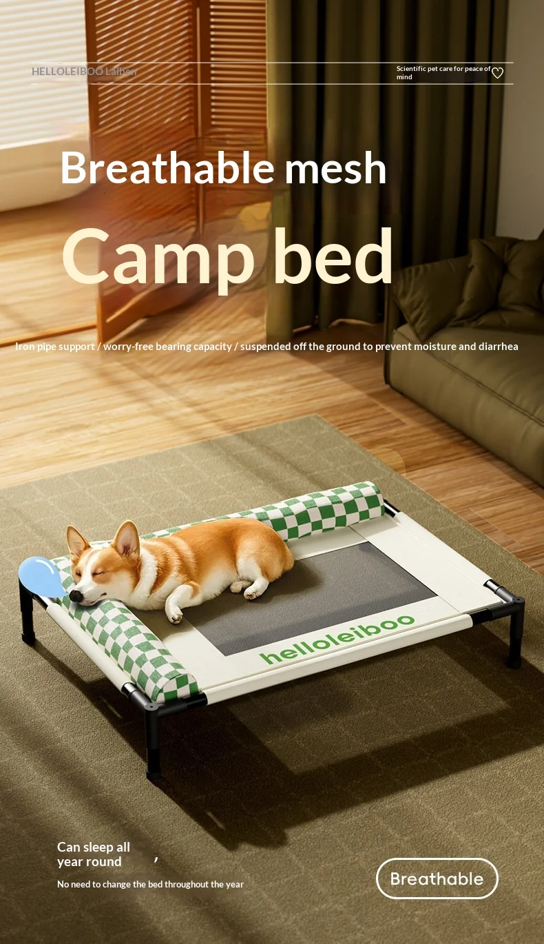 Cama elevada para perros con malla