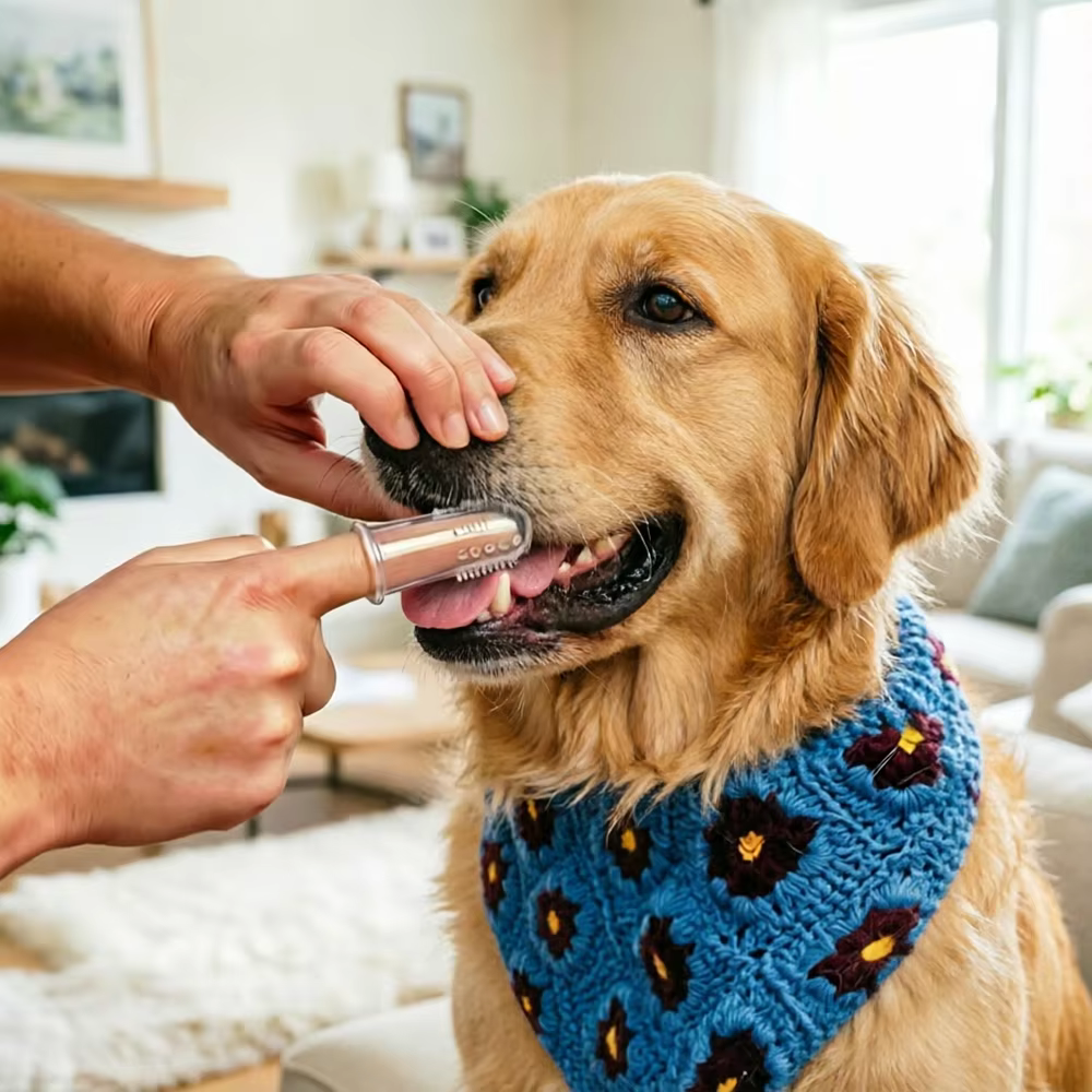 Cepillo de dientes de silicona para perros y gatos: sarro y mal aliento - imagen 3