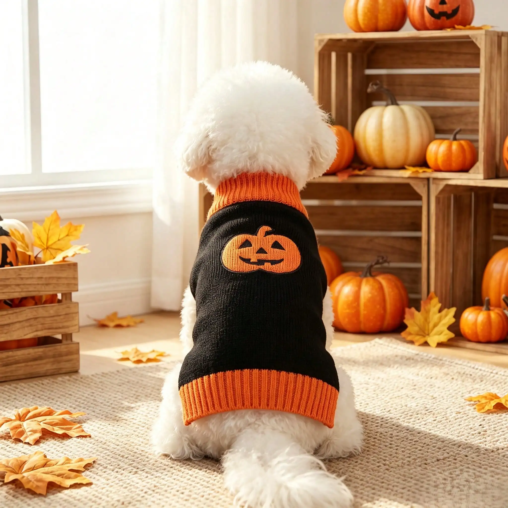 Jersey Halloween para perros y gatos con diseño de calabaza - imagen 2
