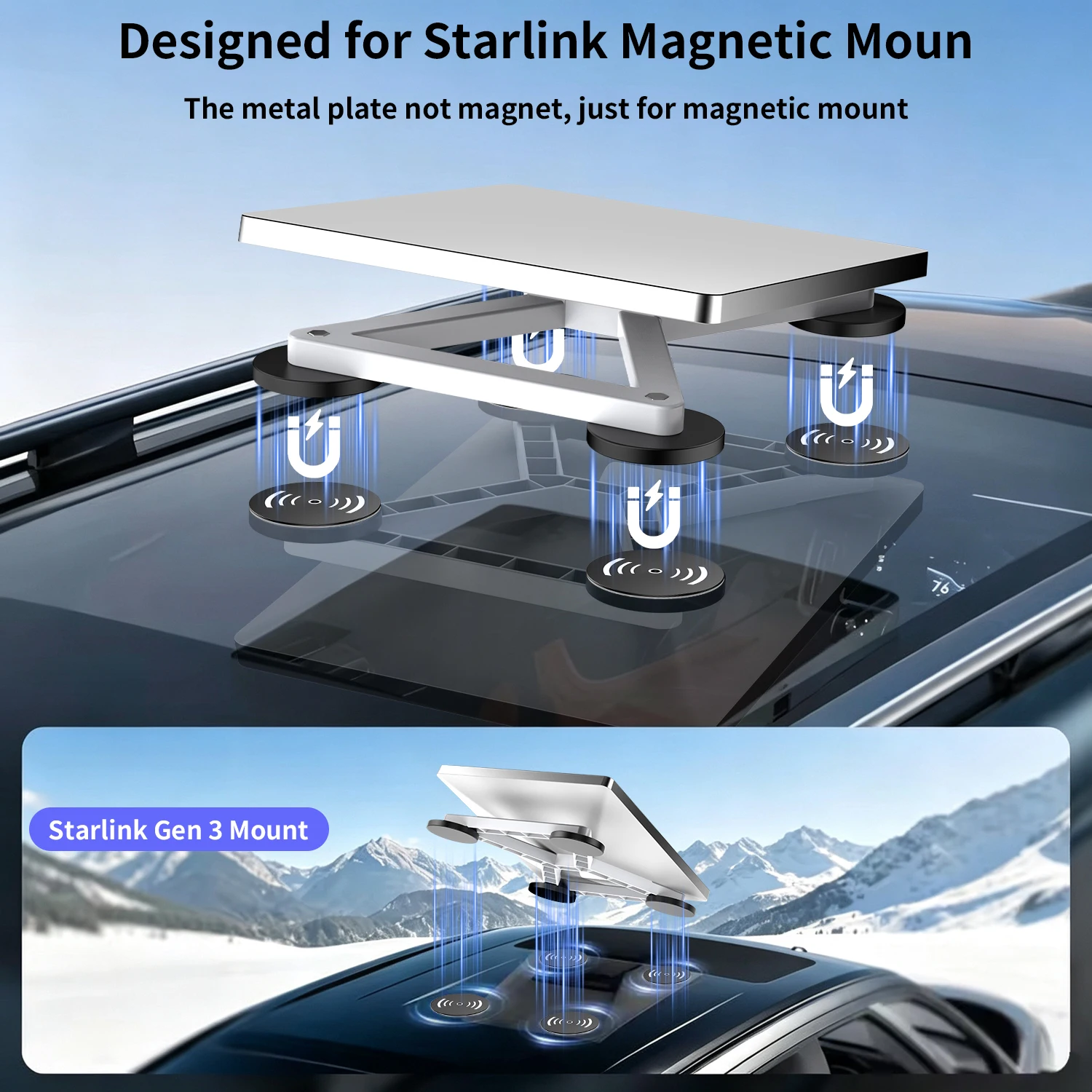 Soporte Magnético Adhesivo para Starlink Mini y Gen 3 – 4 Placas de Hierro - imagen 5