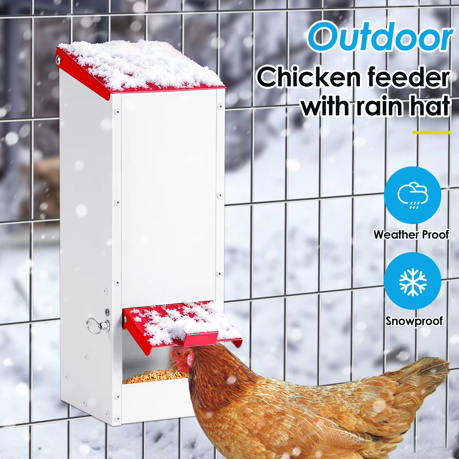 Comedero colgante acero inoxidable a prueba de lluvia para aves de corral